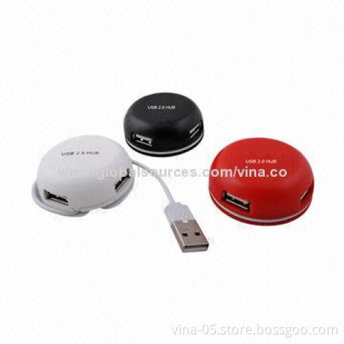 Mini High-speed 4-port USB Hubs with 480Mbps PC Slim, Made of ABS Material